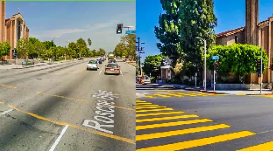Roscoe Blvd before and after complete streets