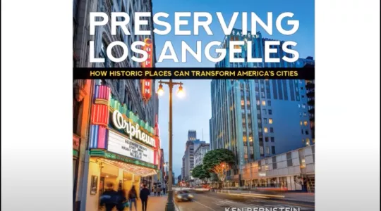 Cover of Preserving Los Angeles book with Orpheum Theater and streetscape