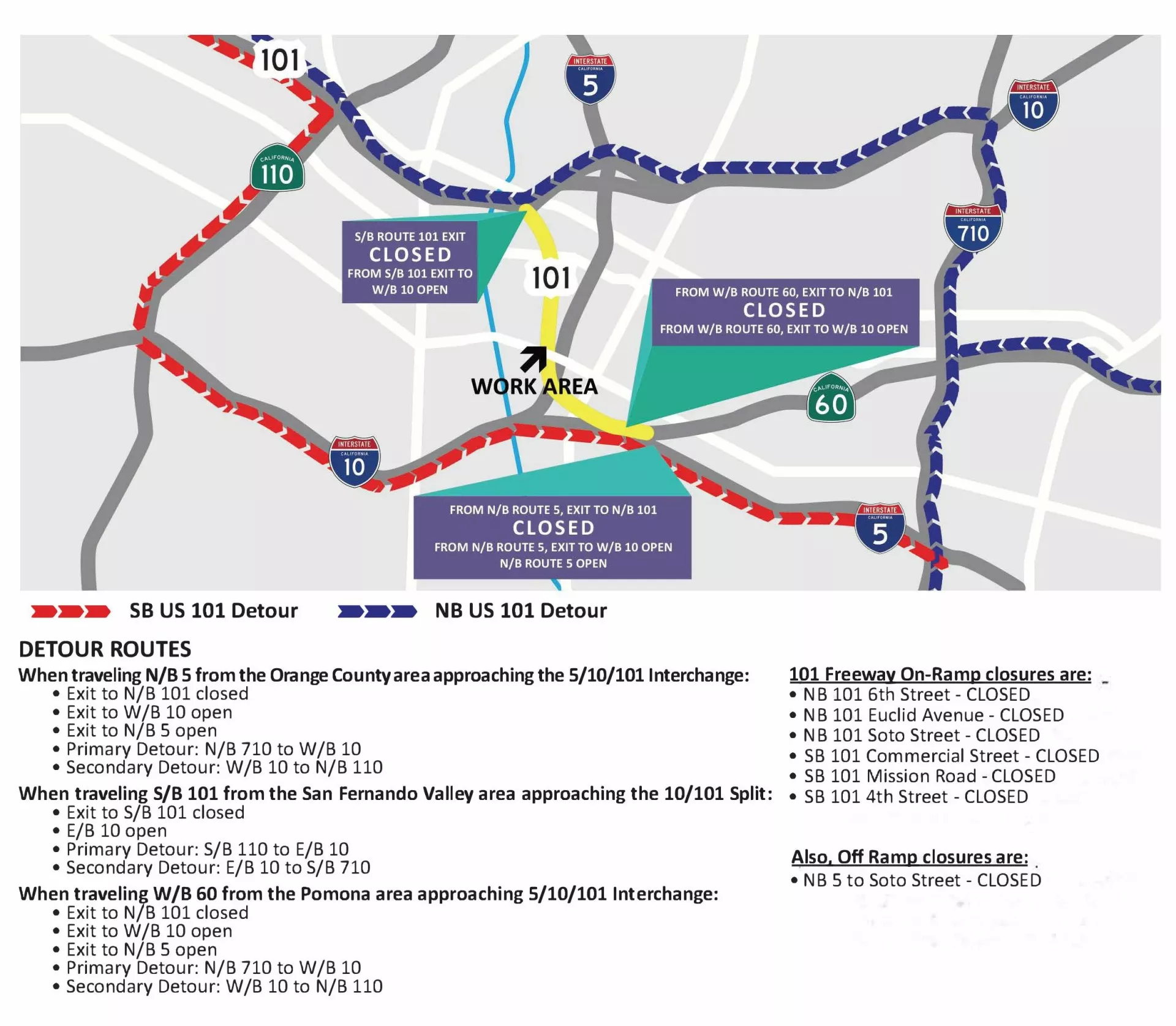 Map of street closures for 6th Street Bridge Construction Work