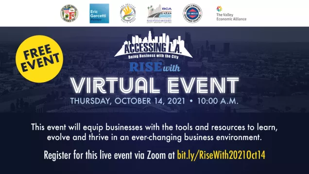 Accessing L.A. RiseWith Virtual Event graphic with registration link