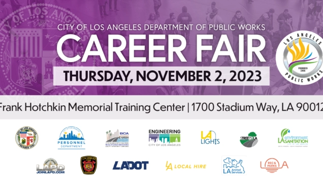 Career Fair with city logos banner.